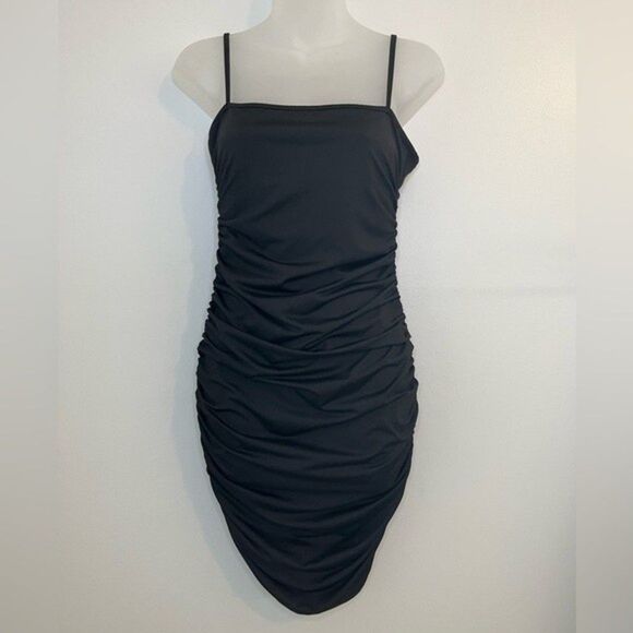 Black Bodycon Spaghetti Strap Mini Party Dress Size Medium - Picture 1 of 6